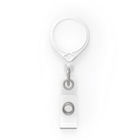 Key-Bak KEYBAK Round MINI-BAK Small Retracting Reel - White, Swivel Clip Clip, ID Badge Strap, 5PK 0066-006